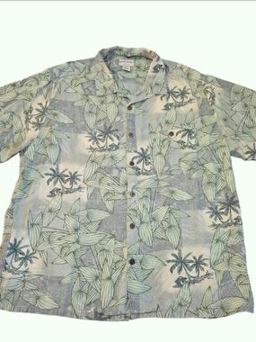 Boca Classics Island Wear XXL Silk Aloha Shirt Sage Palm Leaf